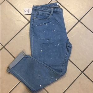 Plus size jeans with pearls